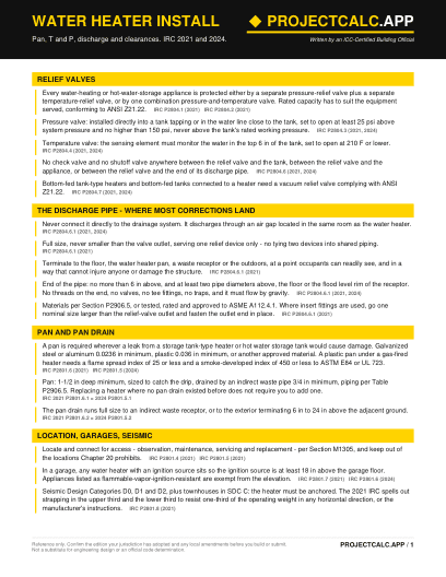Water Heater Install cheat sheet preview